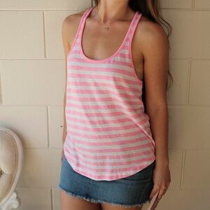 PINK Victoria's Secret Light Pink and White Tank Top